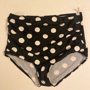 Black and White Polka Dot High Rise Bikini Bottoms